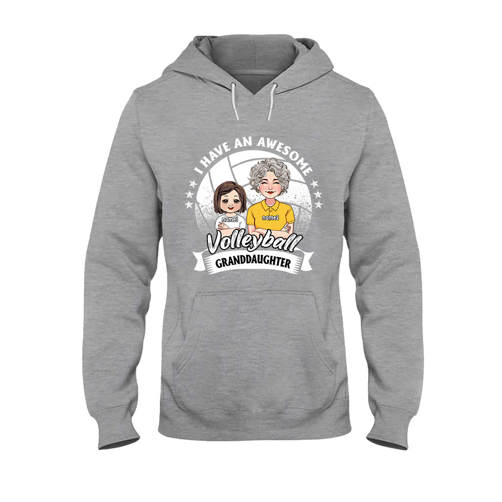 Awesome Volleyball Granddaughter - Personalized Volleyball T-shirt And Hoodie