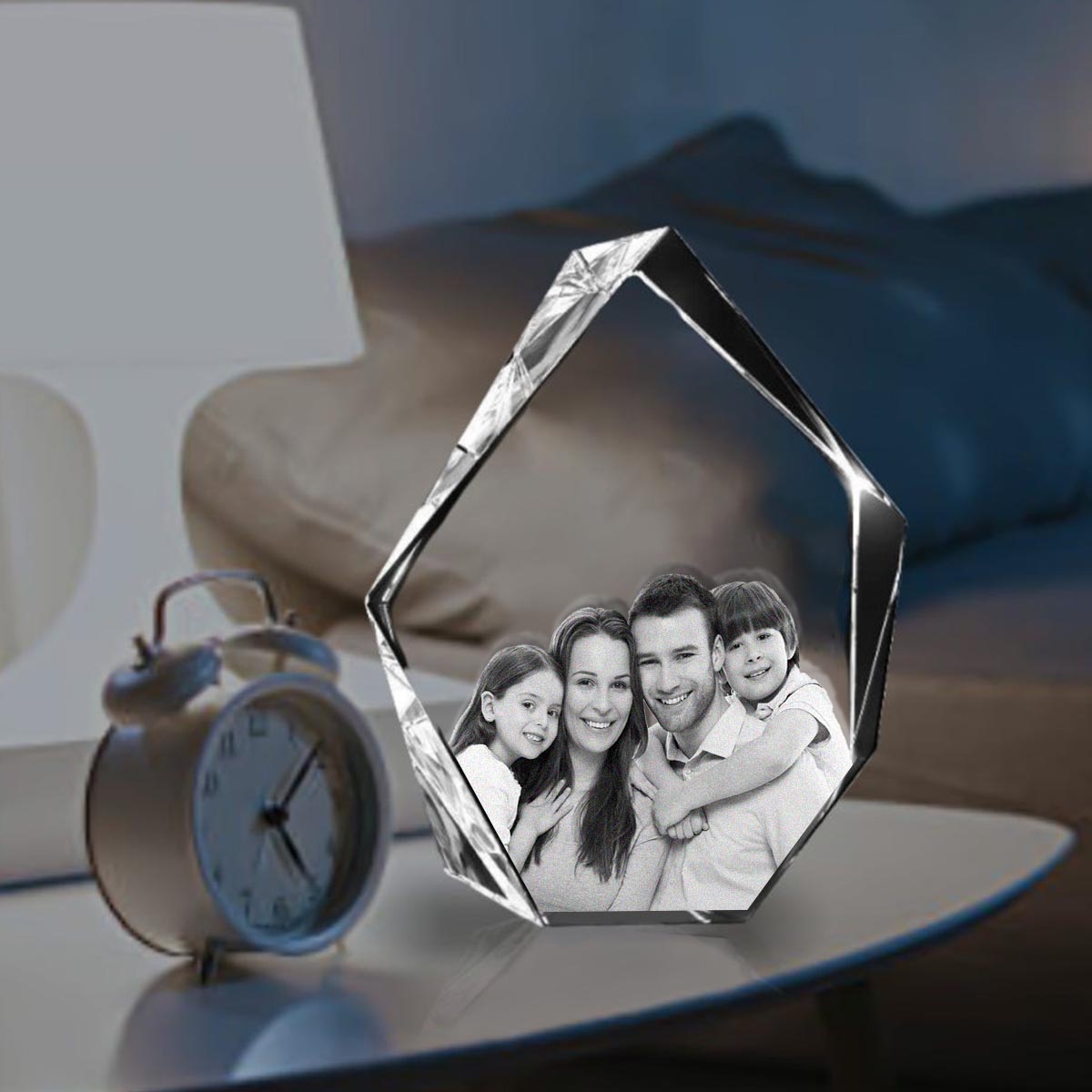 Custom Photo - Personalized Family Laser Engraving 3D Iceberg Shaped Crystal Lamp