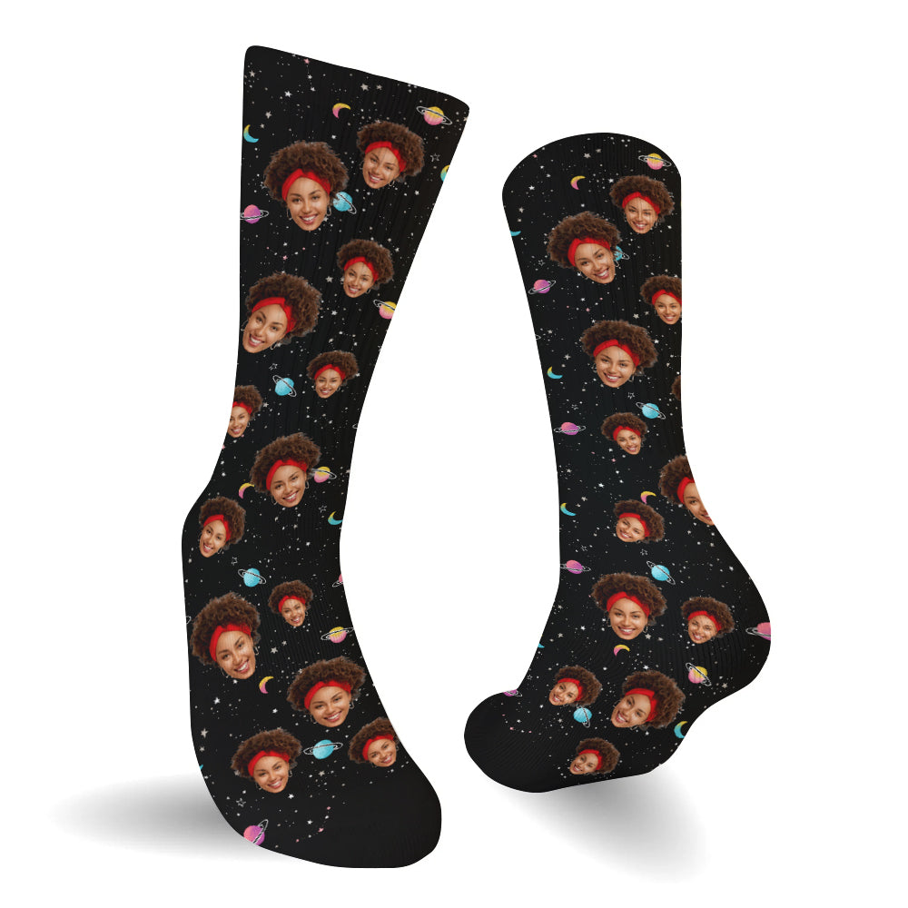 Custom Face Galaxy - Personalized Daughter Socks