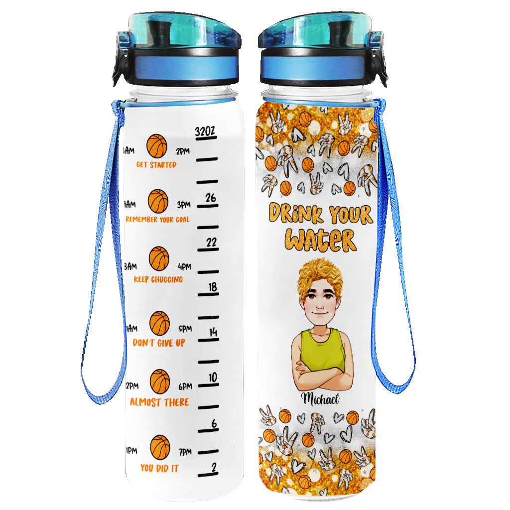 Drink Your Water - Personalized Basketball Water Tracker Bottle