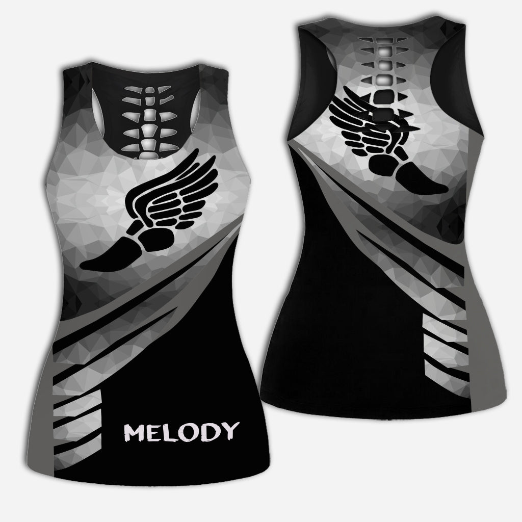 I Won't Quit Until I'm Fit - Personalized Running Hollow Tank Top and Leggings