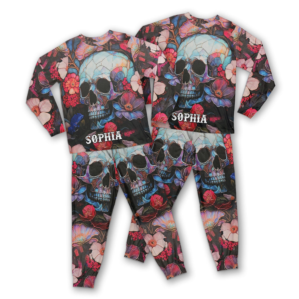 Floral Skull - Personalized Skull Pajamas Set