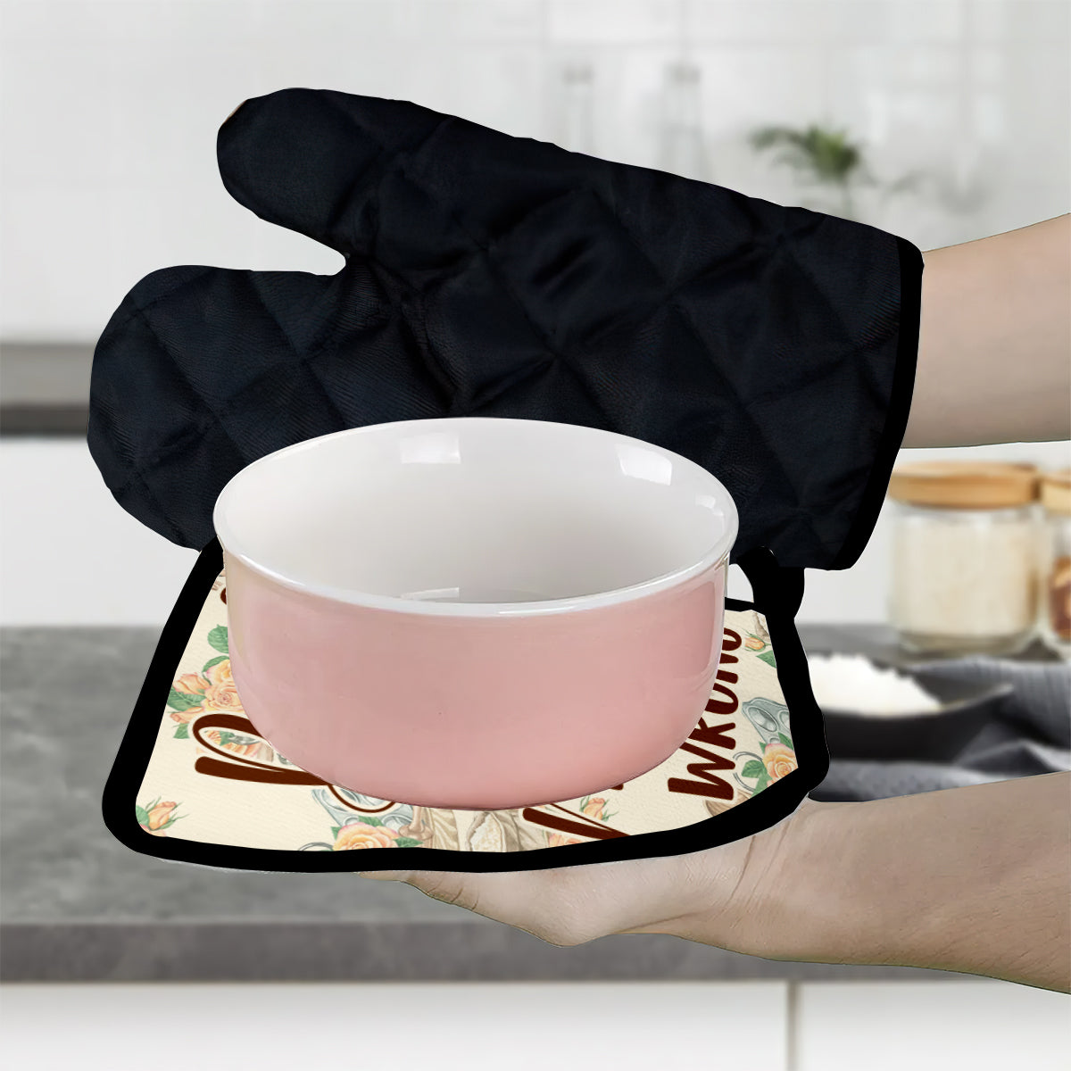 Baking Because Murder Is Wrong - Personalized Baking Oven Mitts & Pot Holder Set