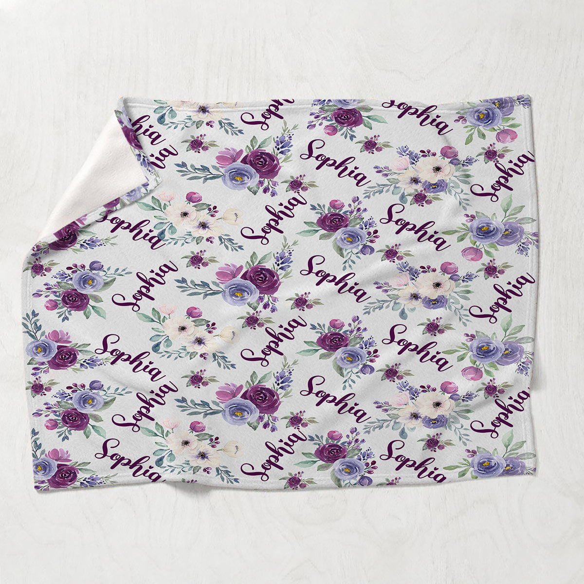 Custom Name Purple Flowers - Personalized Step Mom Blanket