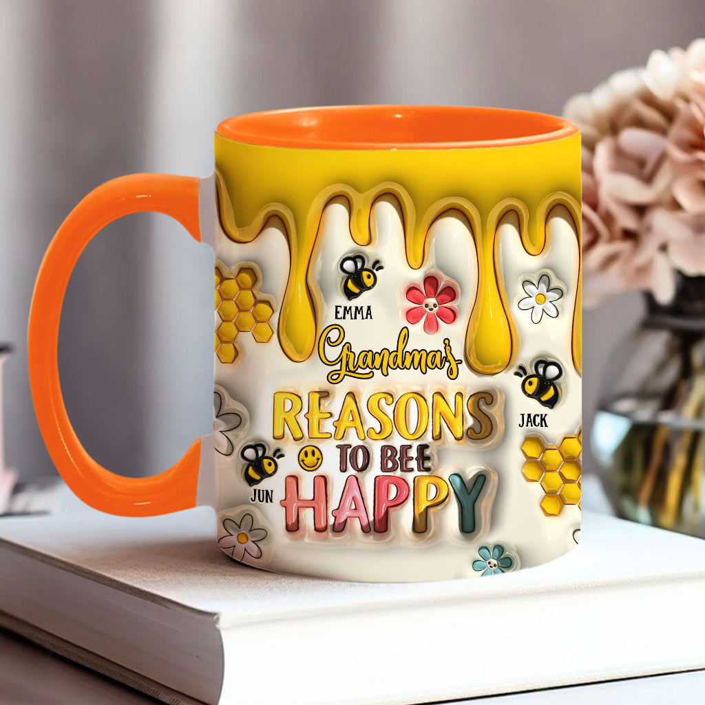 Grandma’s Reasons To Bee Happy - Gift for grandma - Personalized Accent Mug