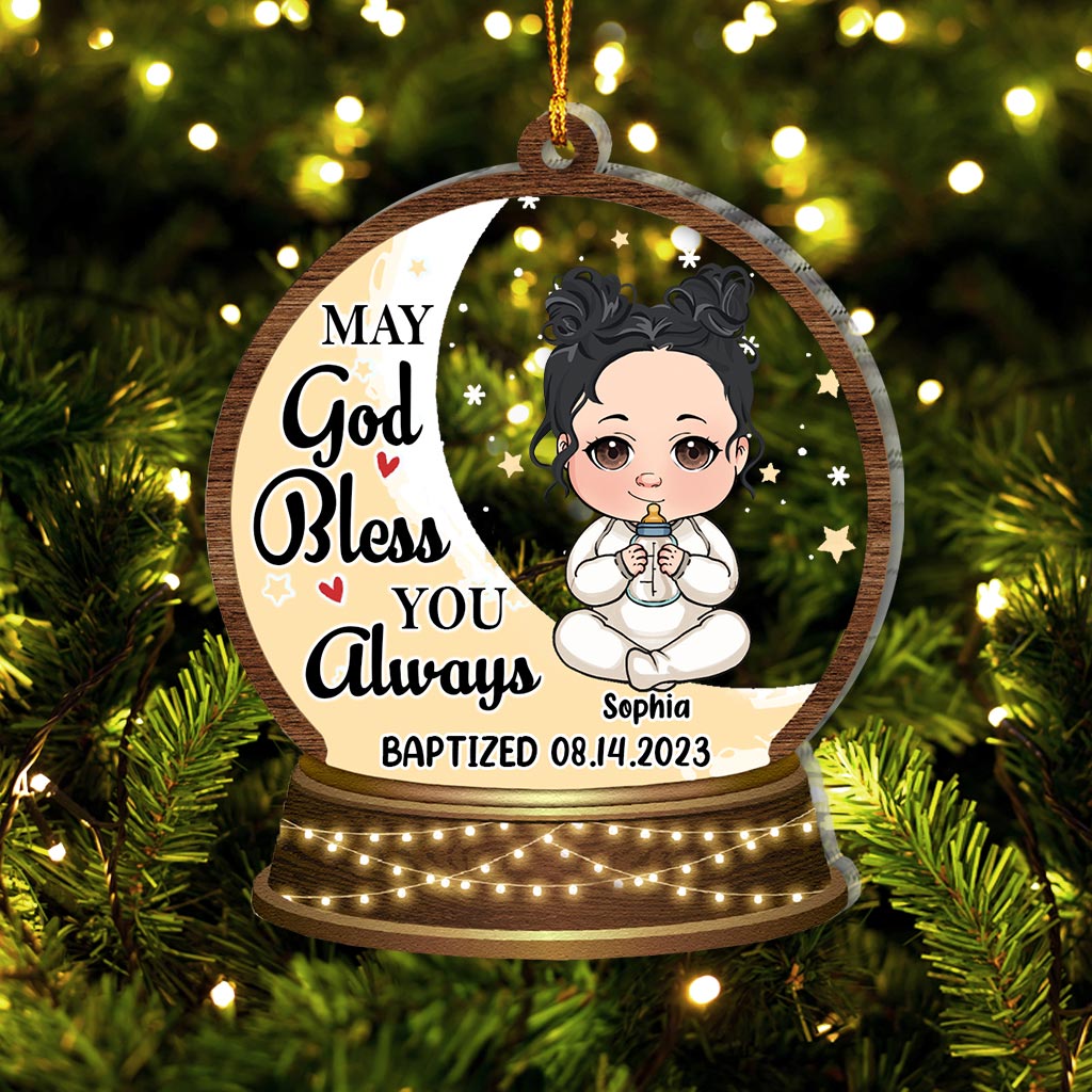 May God Blessed You Always - Personalized Newborn Transparent Ornament