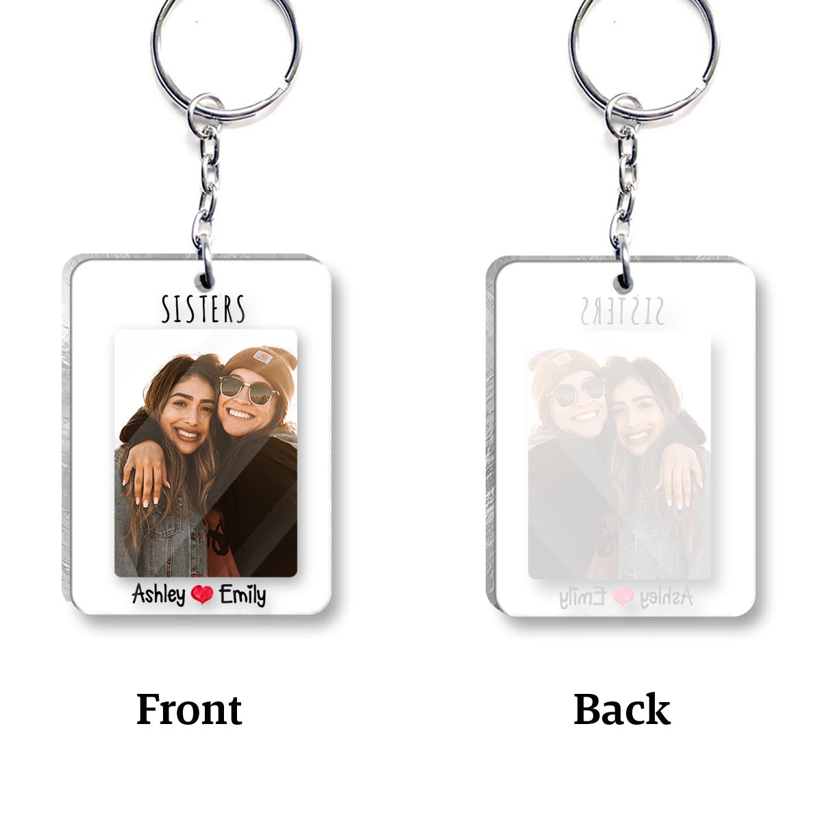 Custom Photo - Personalized Sibling Keychain