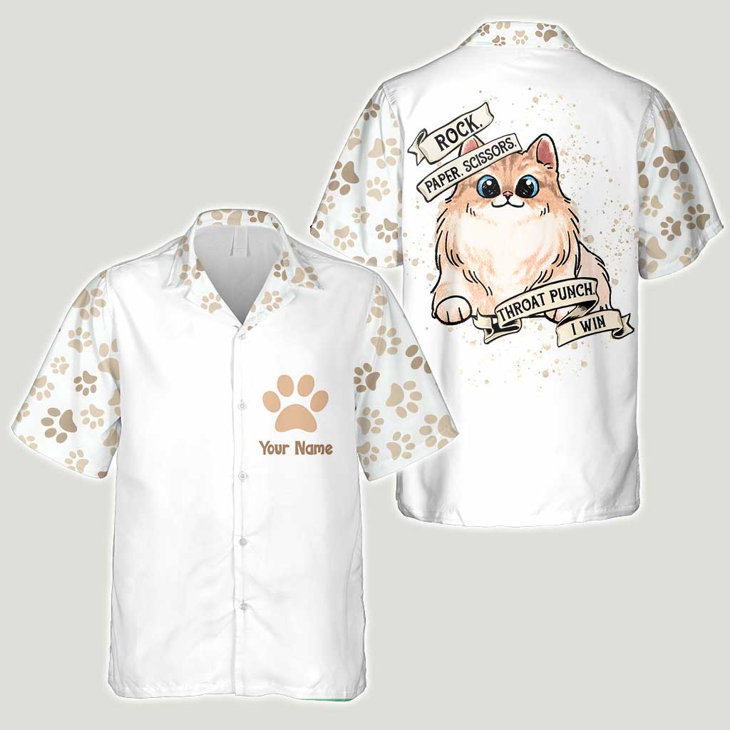 Rock Paper Scissors - Personalized Cat Hawaiian Shirt