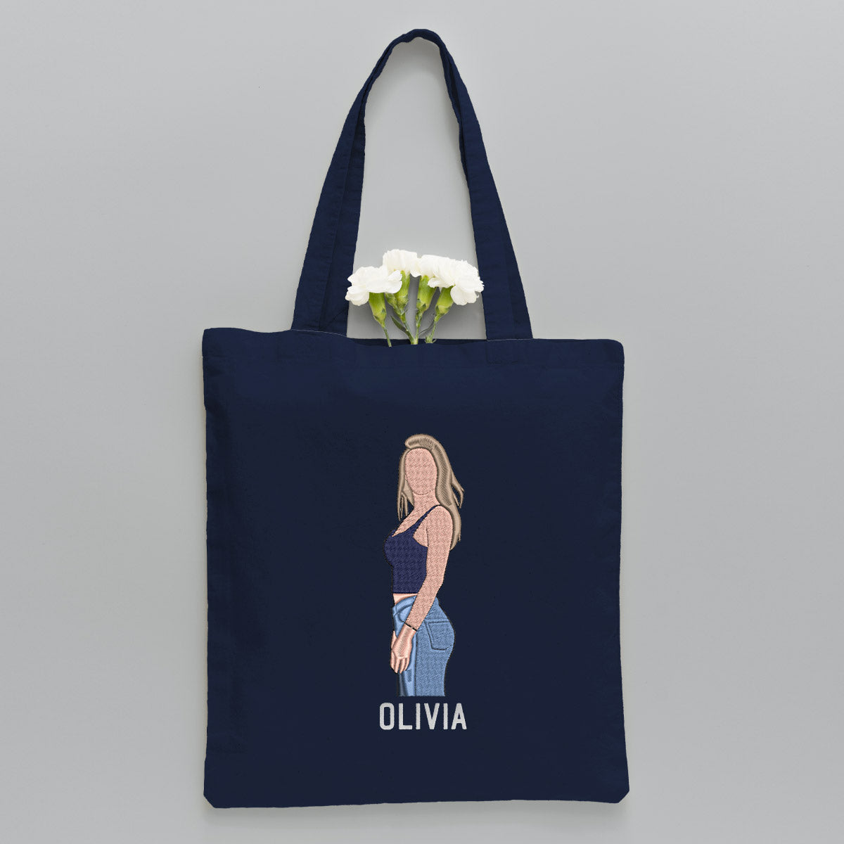 Custom 2D Photo - Personalized Daughter Embroidered Tote Bag