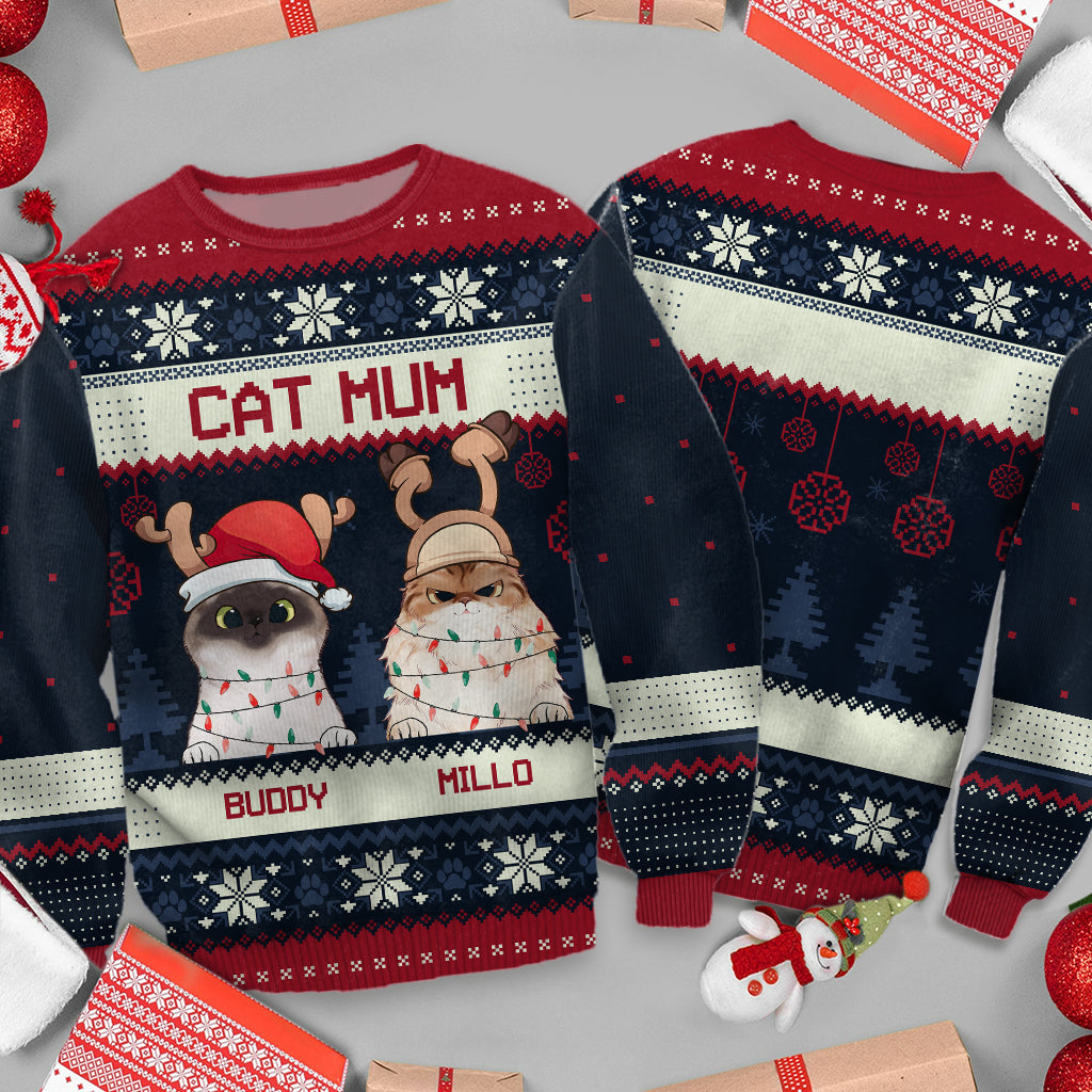 Meowy Christmas - Personalized Cat Ugly Sweater