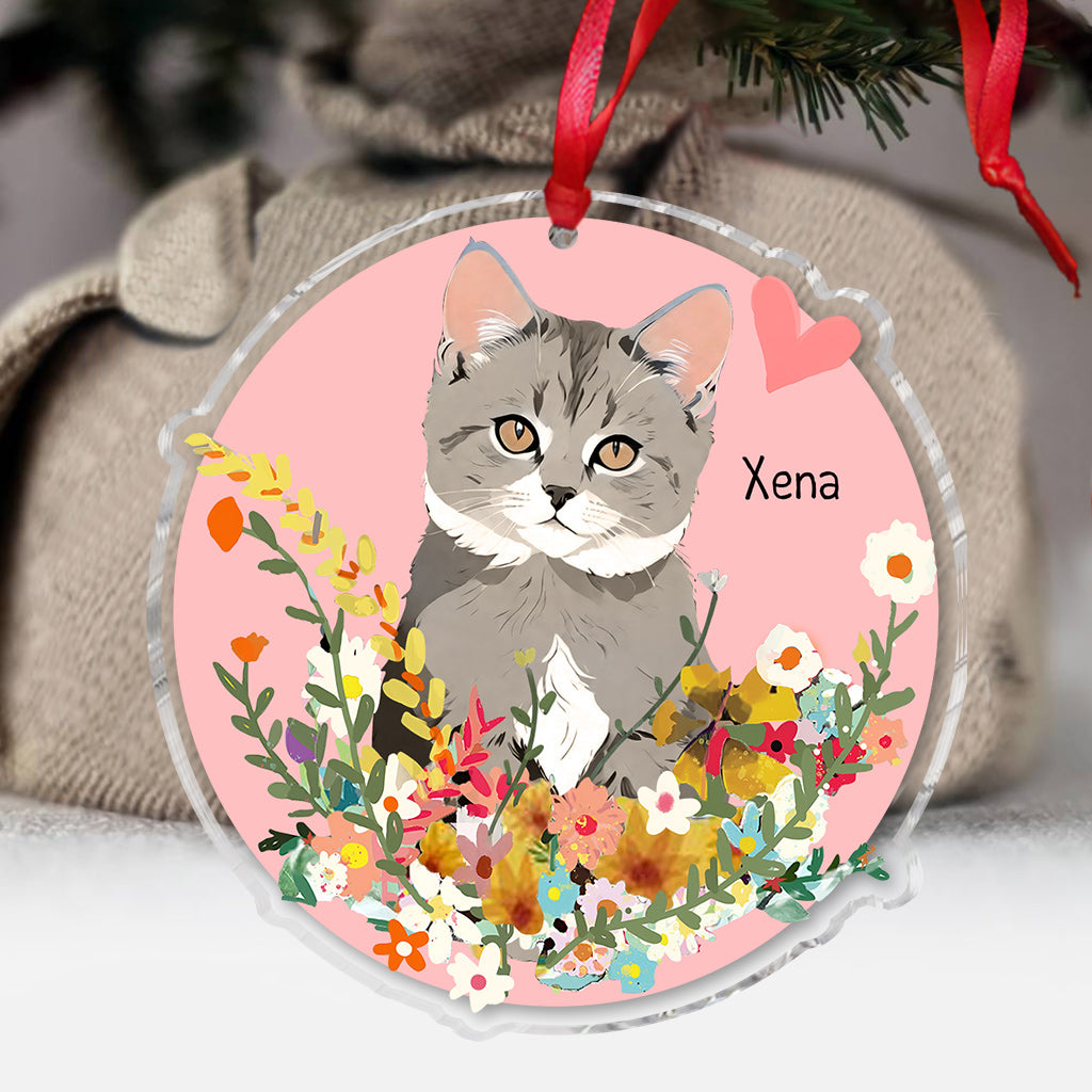 Personalized Dog And Cat Among Flowers - Gift for dog lovers, dog lover, cat lover - Personalized Ornament