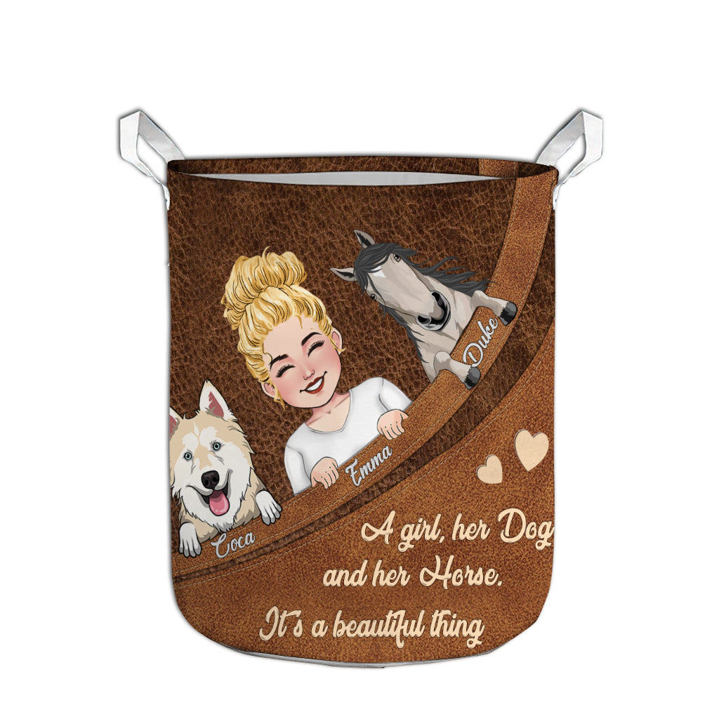 What A Beautiful Thing - Horse gift for dog lover, cat lover - Personalized Laundry Basket