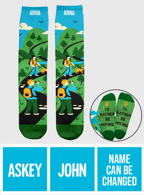 I'd Rather Be Hiking - Personalized Hiking Socks