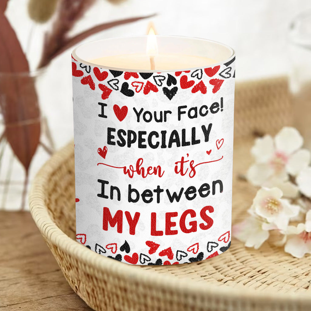 Naughty I Love Your Face - Personalized Couple Candle With Wooden Lid