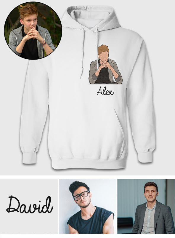 Custom 2D Photo - Personalized grandson Embroidered Hoodie