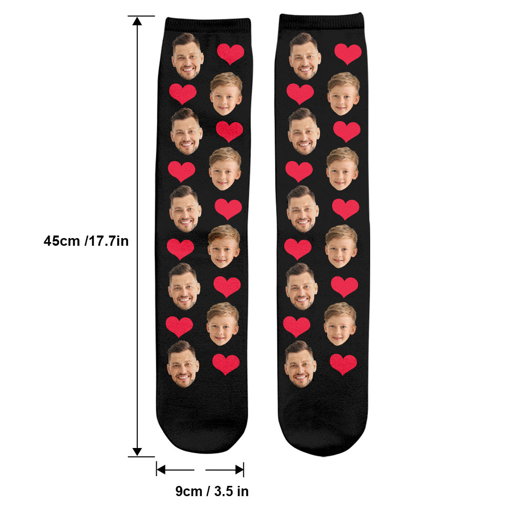 Custom Face Heart Pattern - Personalized Father Socks