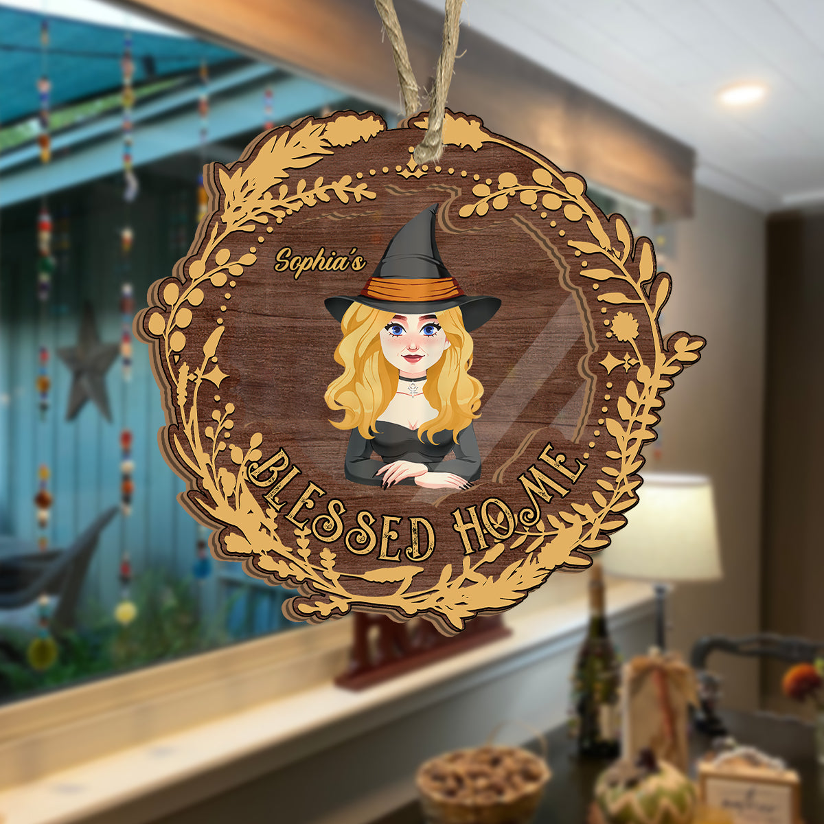 Blessed Home - Personalized Witch Suncatcher