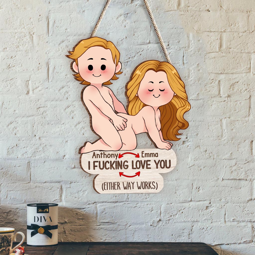 I Love You - gift for husband, wife, boyfriend, girlfriend - Personalized Custom Shaped Wood Sign