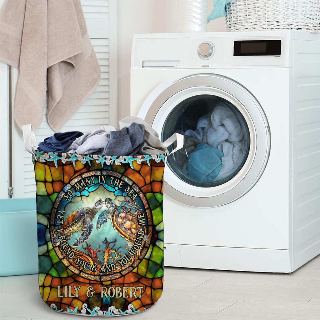 So Many In The Sea Custom Personalized Turtle Lover Laundry Basket