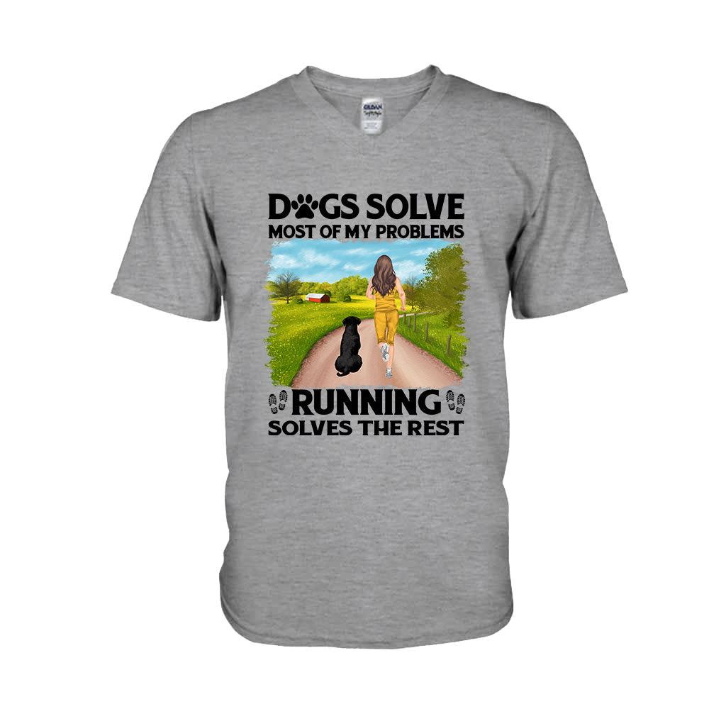 Dogs And Running Solve My Problems - Personalized Running T-shirt & Hoodie