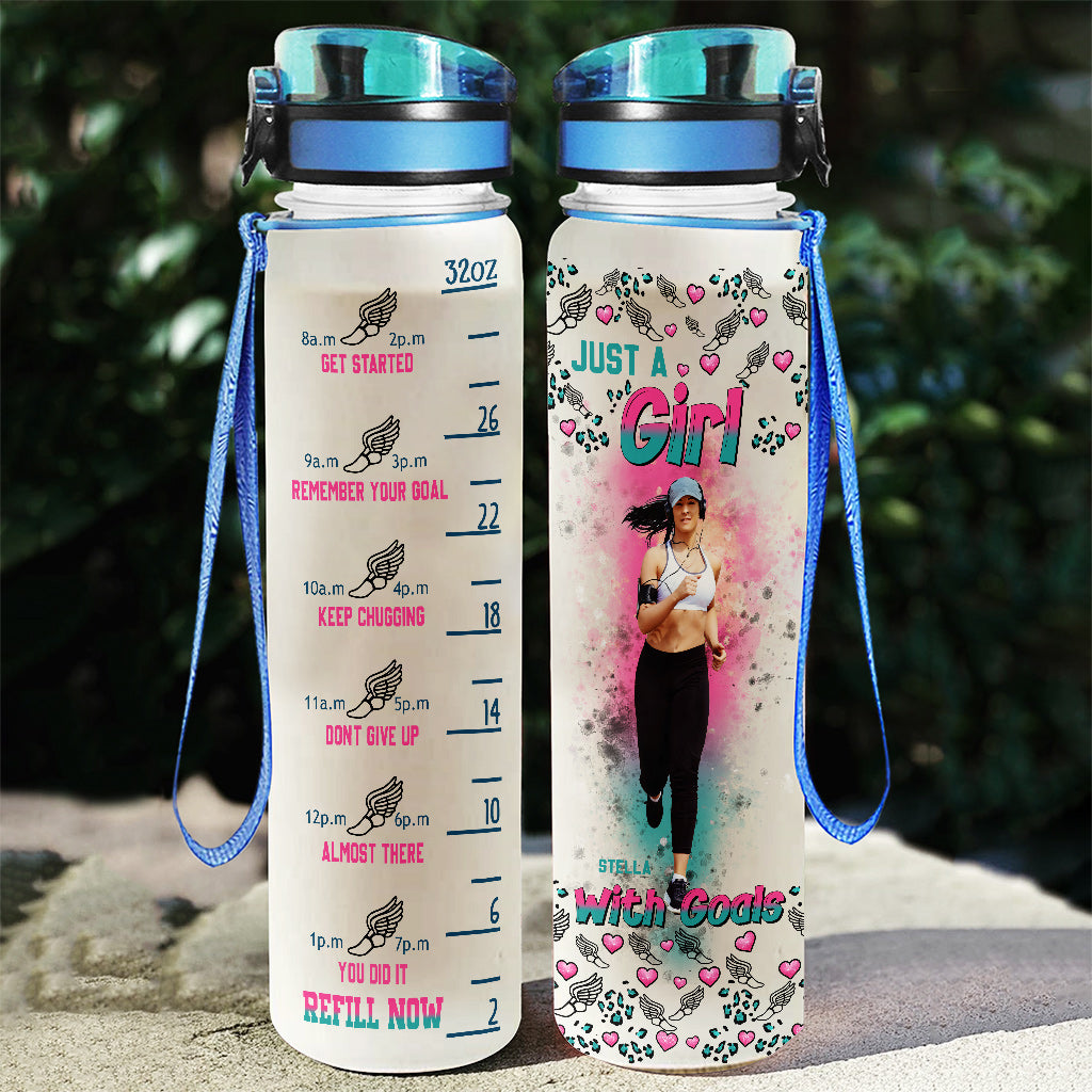 Just A Girl With Goals - Personalized Water Tracker Bottle