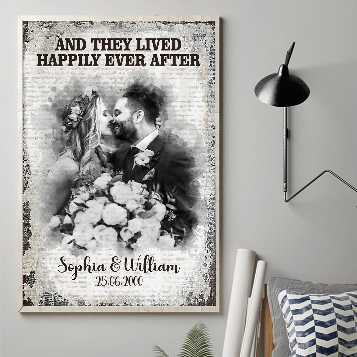 And They Lived Happily Ever After - Personalized Husband And Wife Canvas And Poster