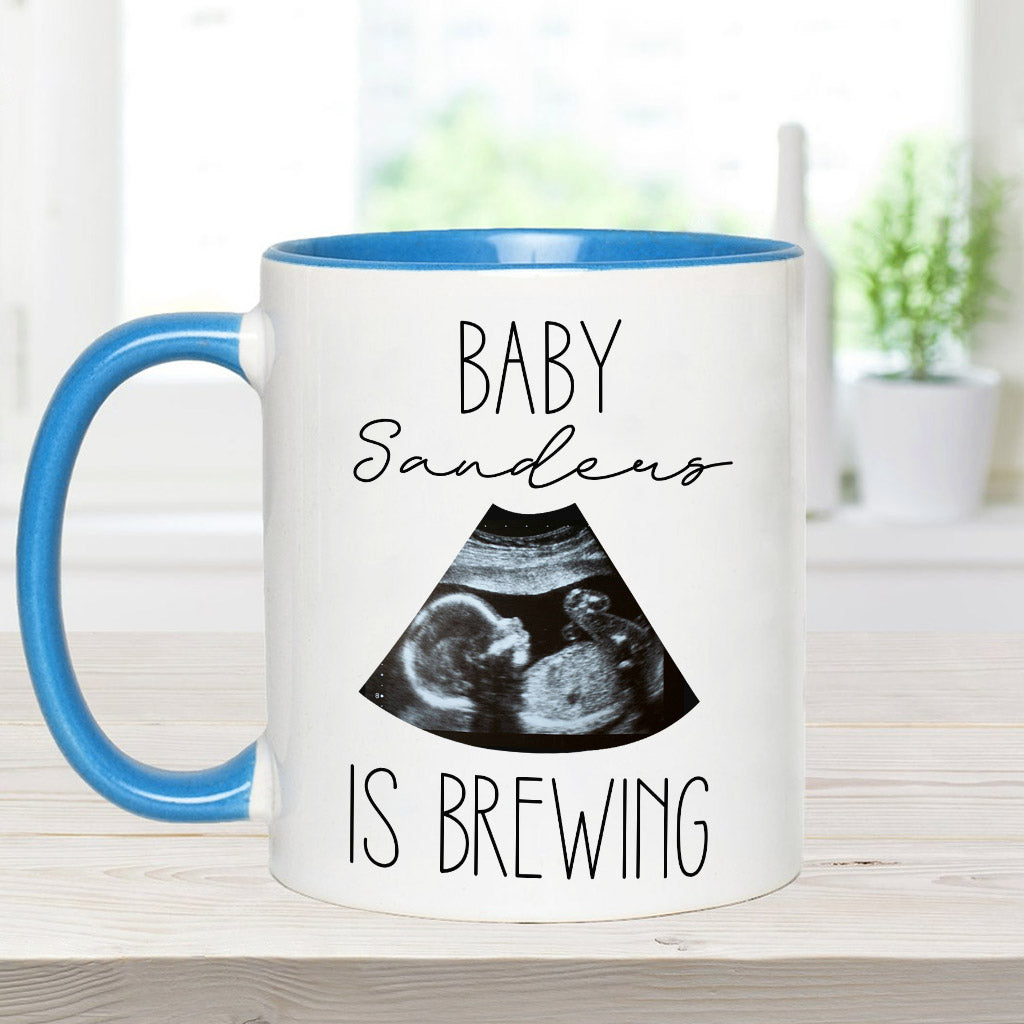 Baby Is Brewing Baby Ultrasound Photo - Pregnancy gift for wife - Personalized Accent Mug