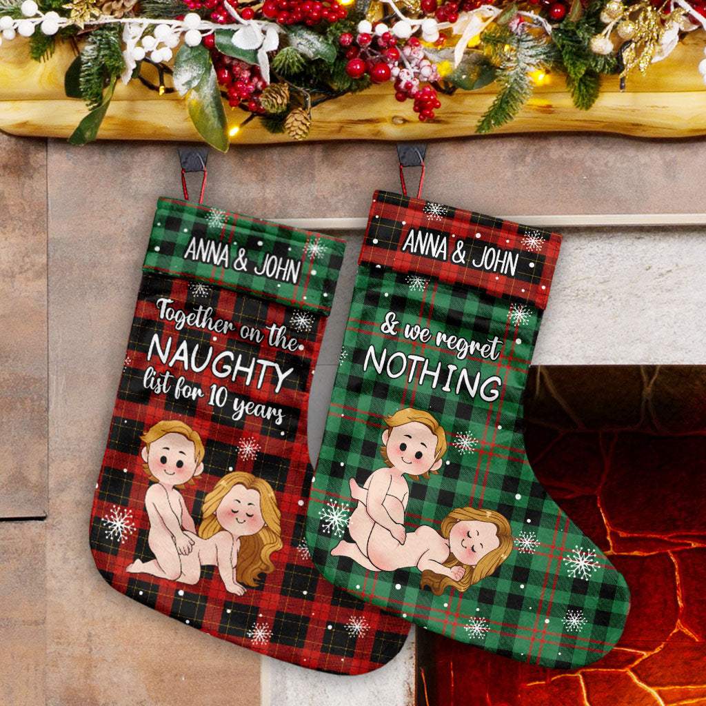 Together On The Naughty List - Personalized Couple Christmas Stockings