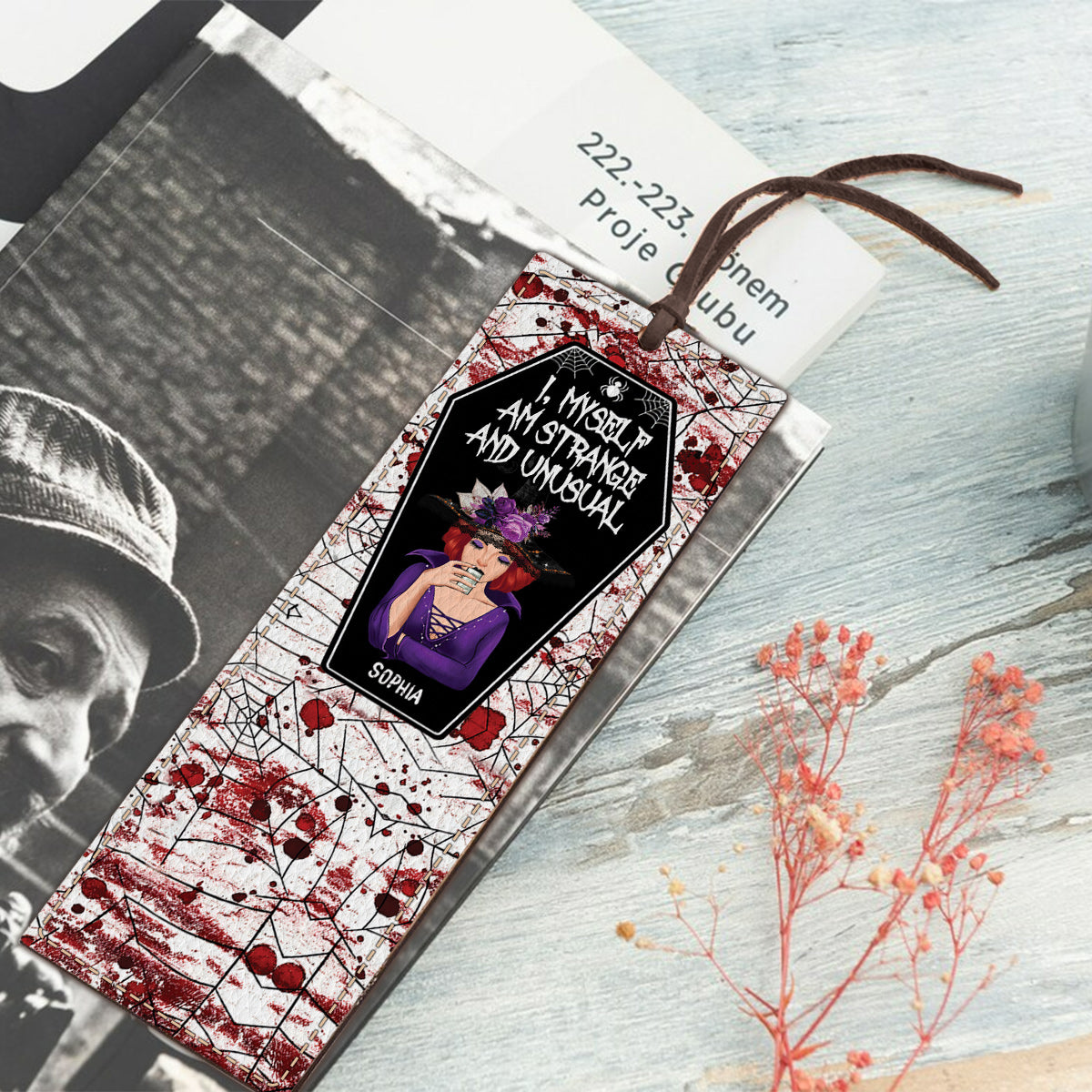 I Myself Am Strange and Unusual - Personalized Witch Leather Bookmark