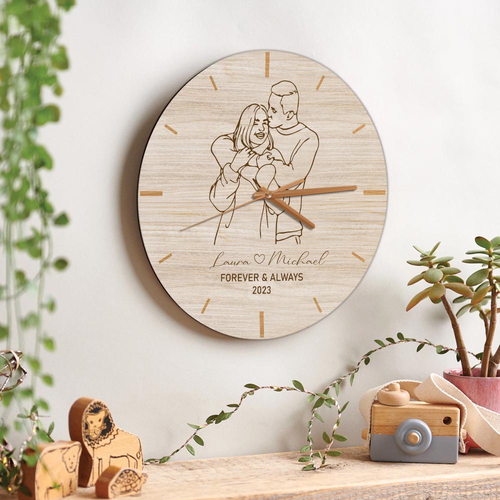 Forever And Always - Personalized Couple Wall Clock