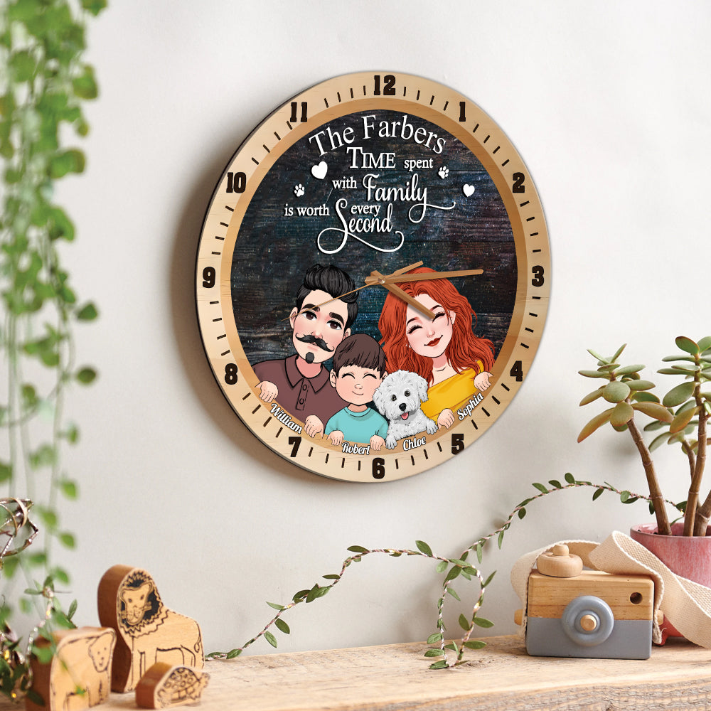 Time Spent With Family - Personalized Family Wall Clock