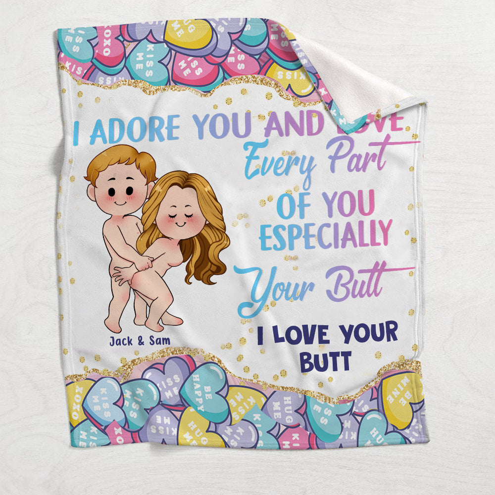 I Adore You And Love Every Part Of You - Personalized Couple Blanket