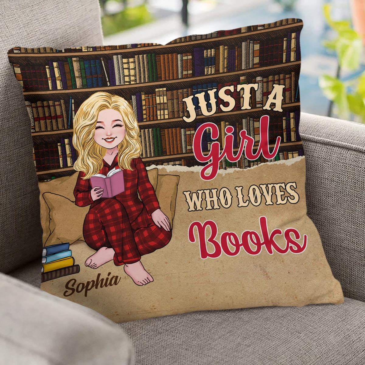 Just A Girl Who Loves Book - Personalized Book Throw Pillow