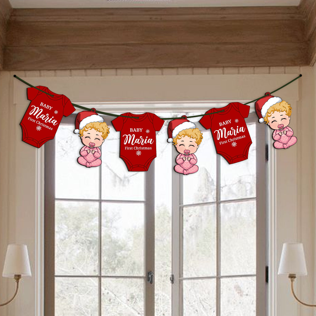 Baby 1st Christmas - Gift for Newborn - Personalized 6 Pieces Garland