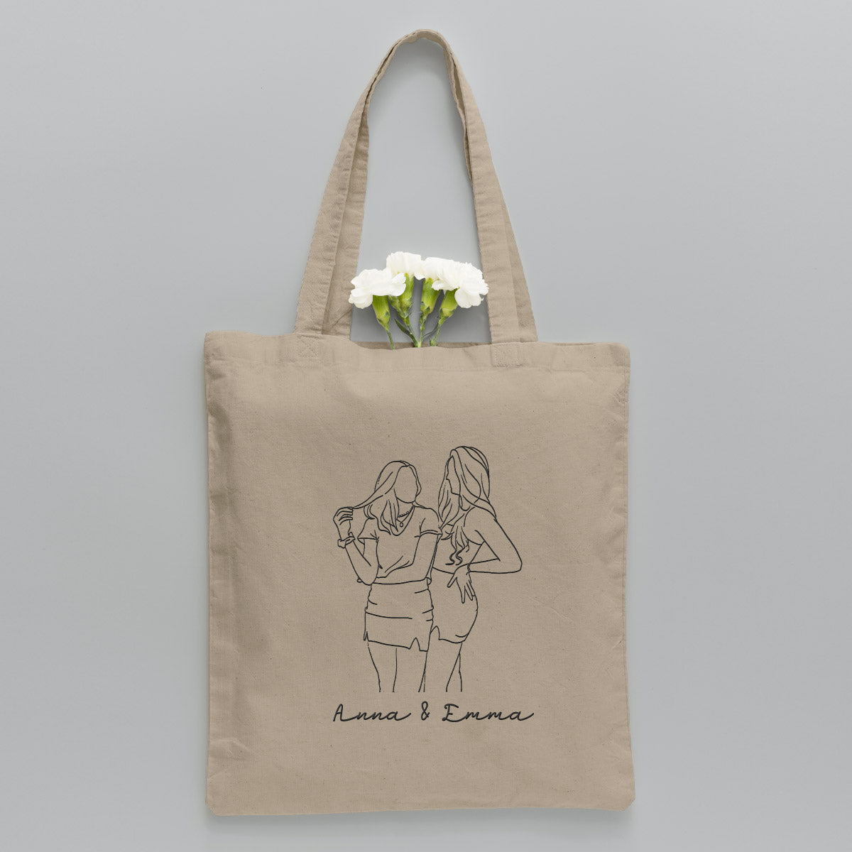 Custom Photo Line Art - Personalized Aunt Embroidered Tote Bag