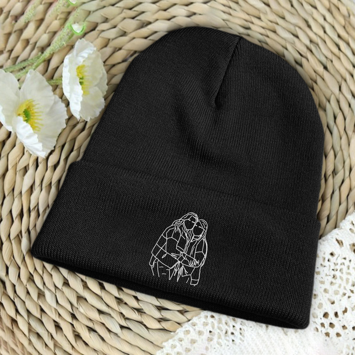 Custom Photo - Personalized Sibling Embroidered Beanie