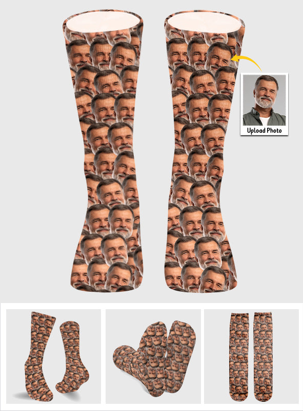 Customizable Printed Face - Personalized Grandpa Socks