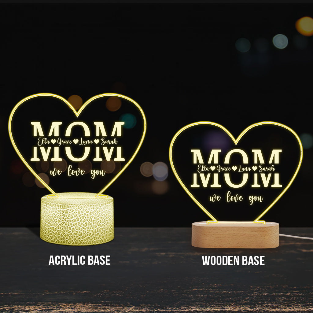 Love Mom - Personalized Mother Shaped Plaque Light Base