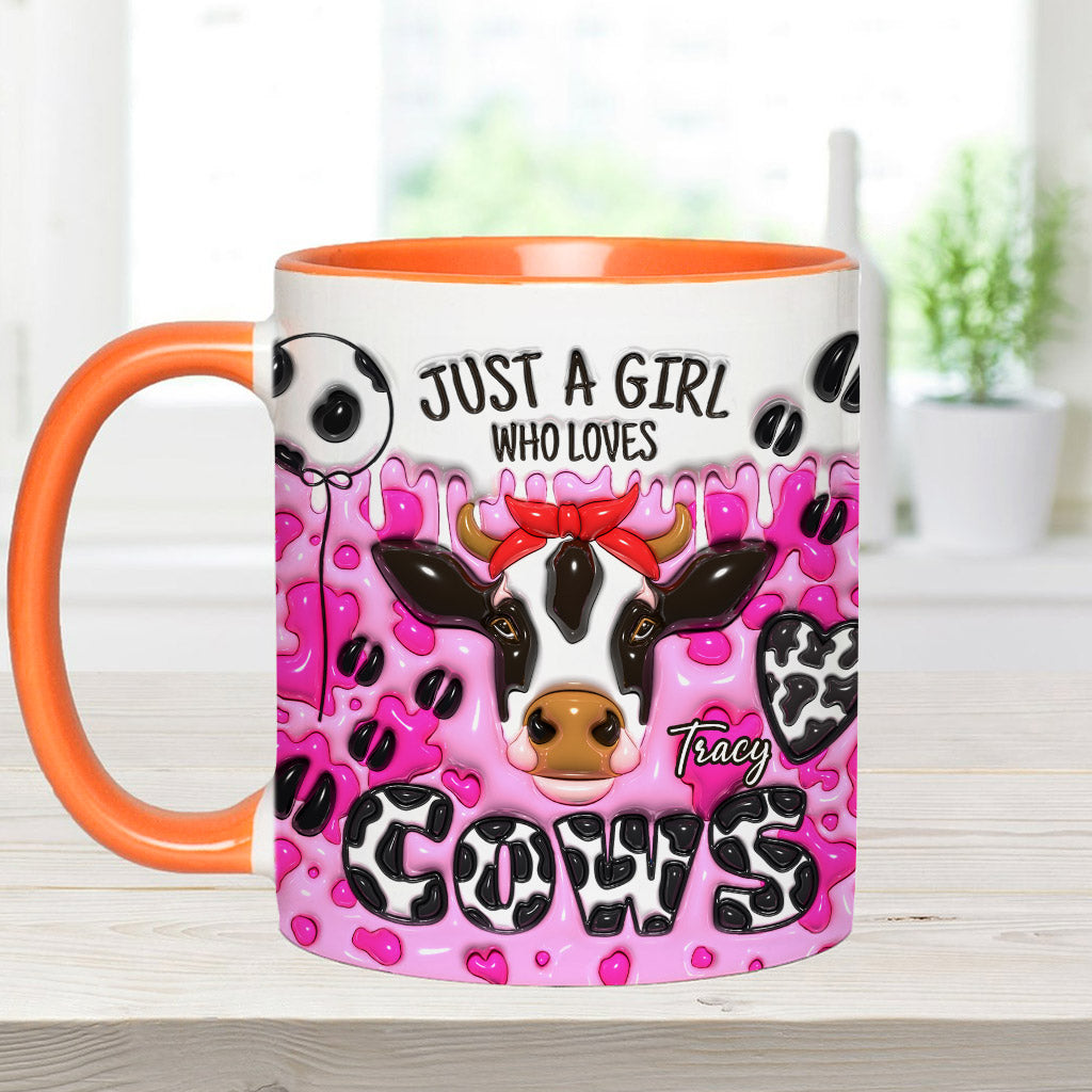 Just A Girl Who Loves Cow - Personalized Cow Accent Mug