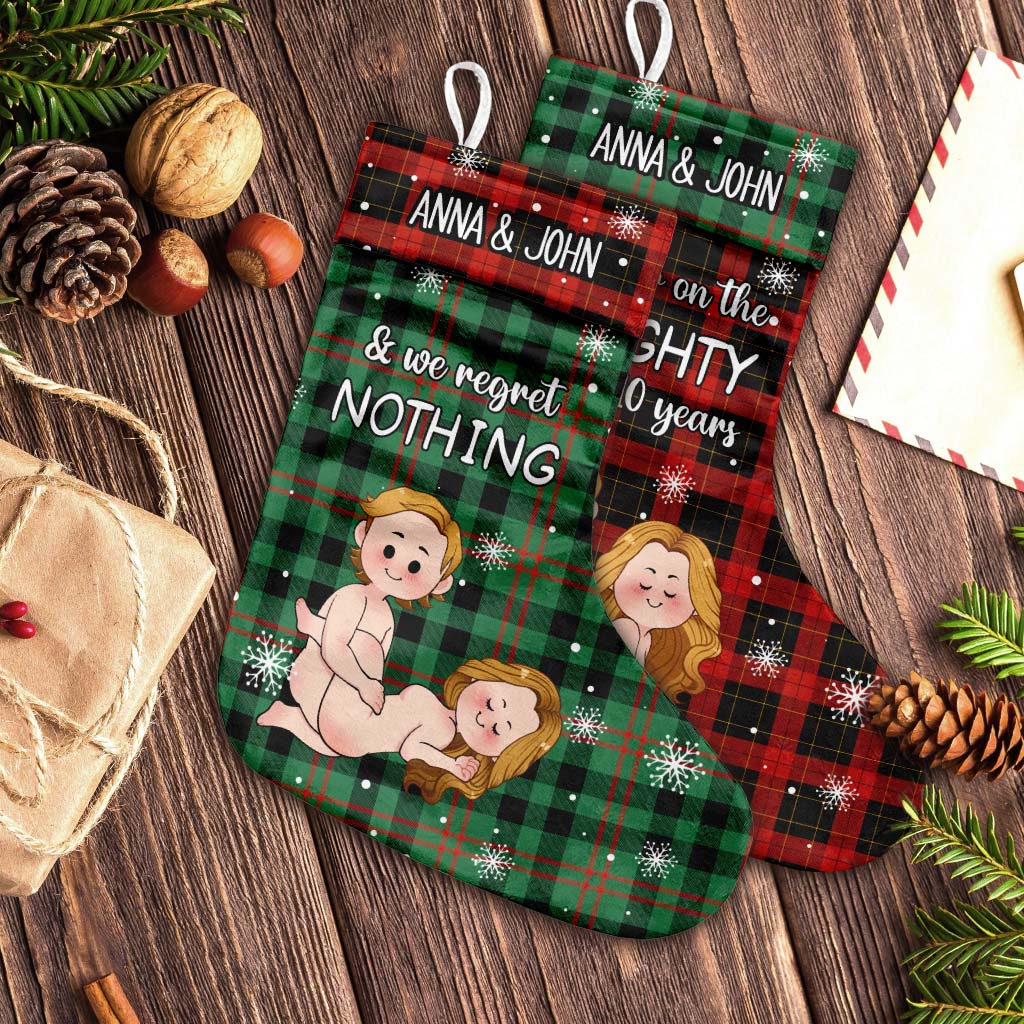 Together On The Naughty List - Personalized Couple Christmas Stockings