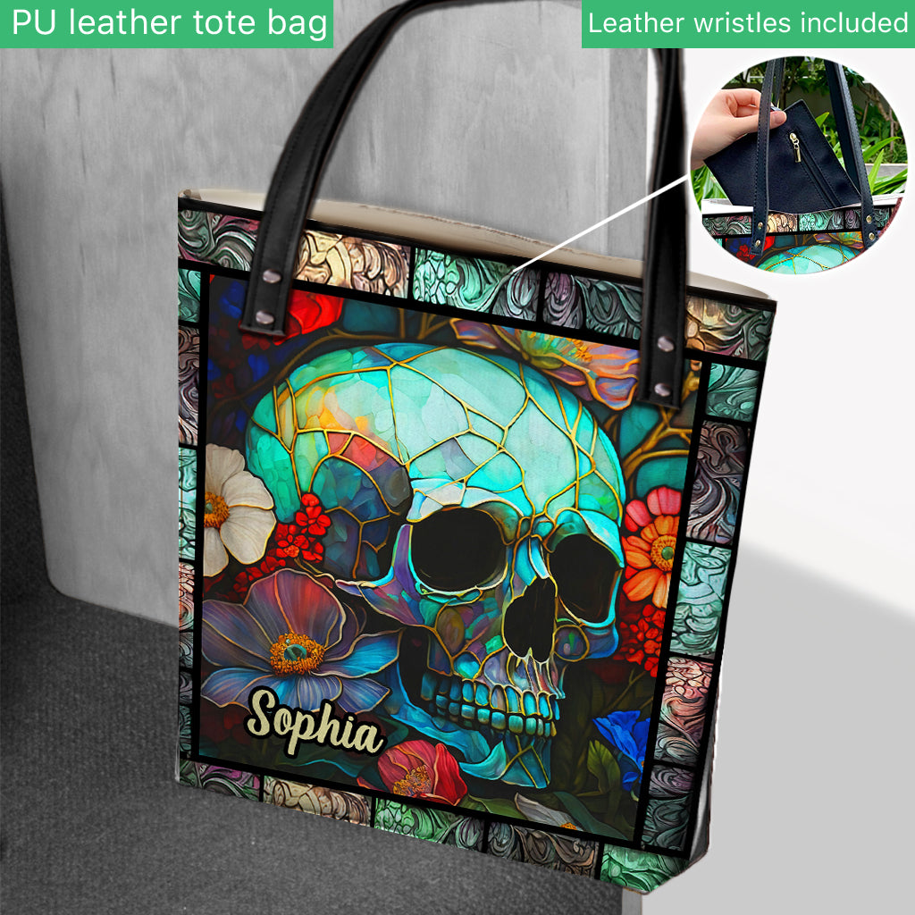 Floral Skull - Personalized Skull Tote Bag