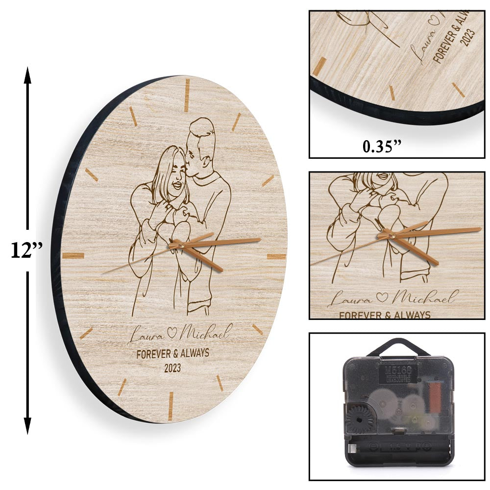 Forever And Always - Personalized Couple Wall Clock