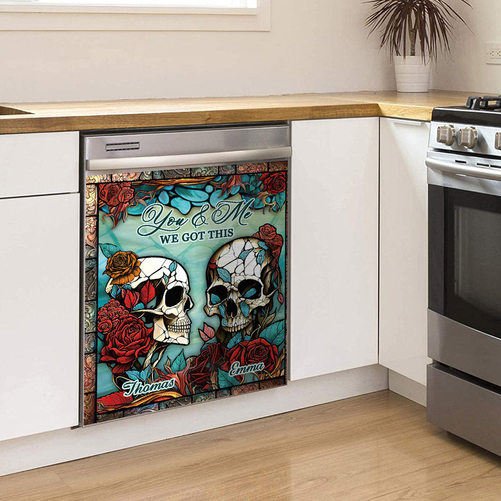 Skull Couple - Skull gift for husband, wife, boyfriend, girlfriend - Personalized Dishwasher Cover