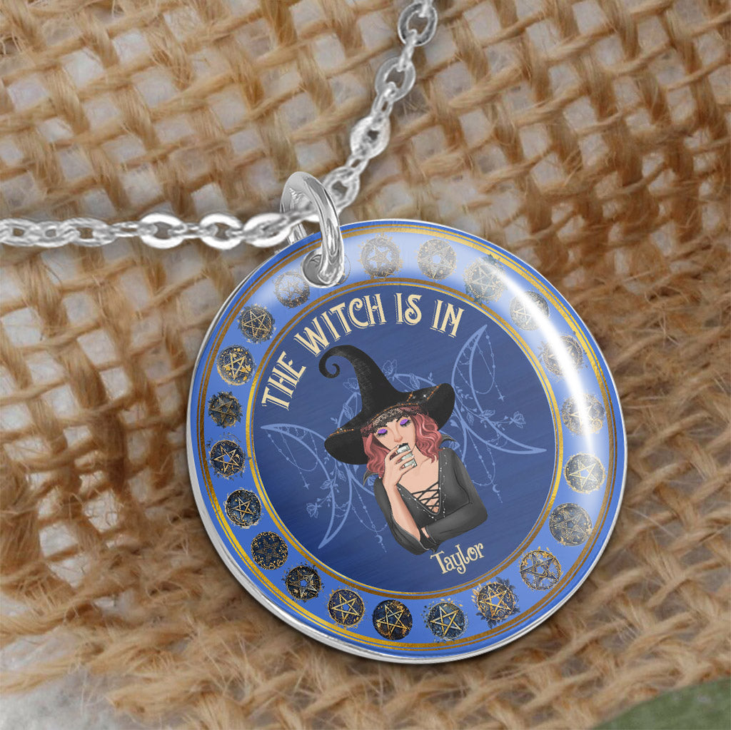 The Witch Is In - Personalized Witch Round Pendant Necklace