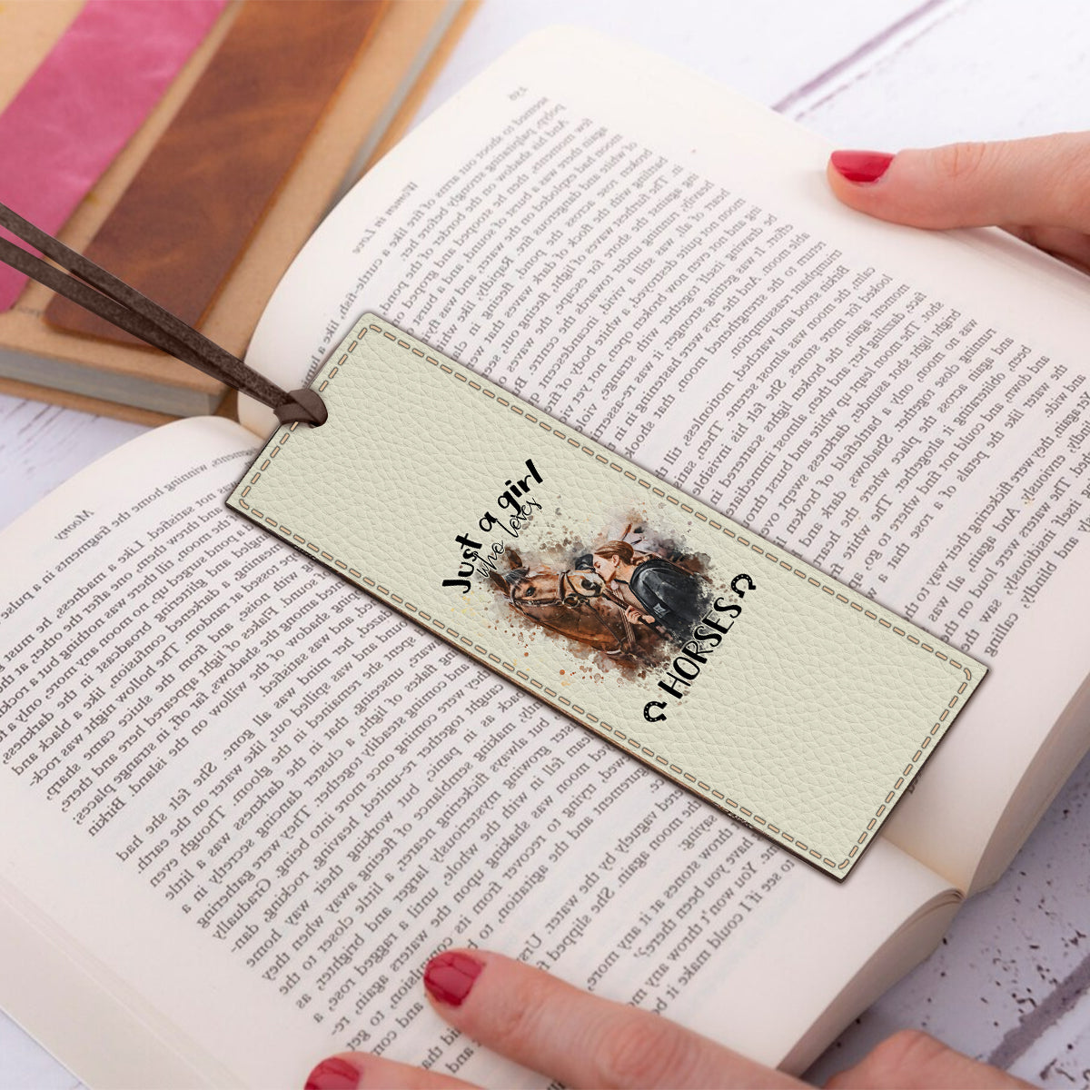 Just A Girl Who Loves Horses - Personalized Horse Leather Bookmark