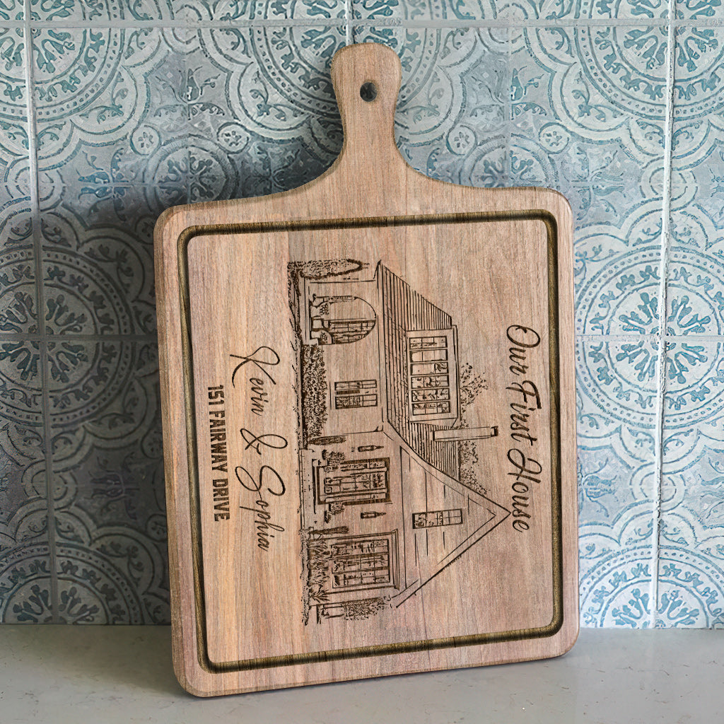 Our First House - Personalized Housewarming Cutting Board