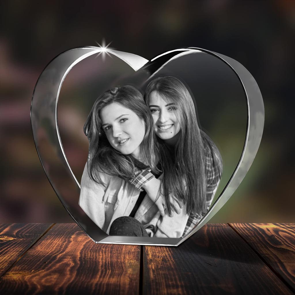 Custom Photo - Personalized Bestie Laser Engraving 3D Heart Shaped Crystal Lamp