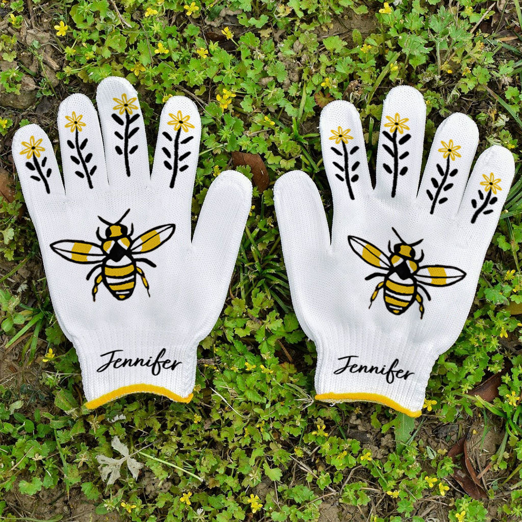 Love Gardening Bee Radish Lavender Carrot - Personalized Gardening Garden Gloves