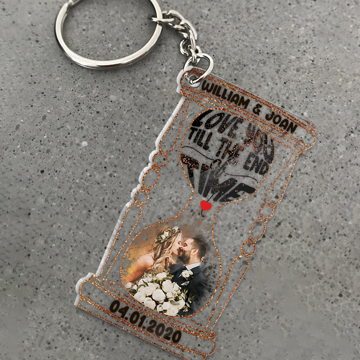 Till The End Of Time - Personalized Husband And Wife Keychain