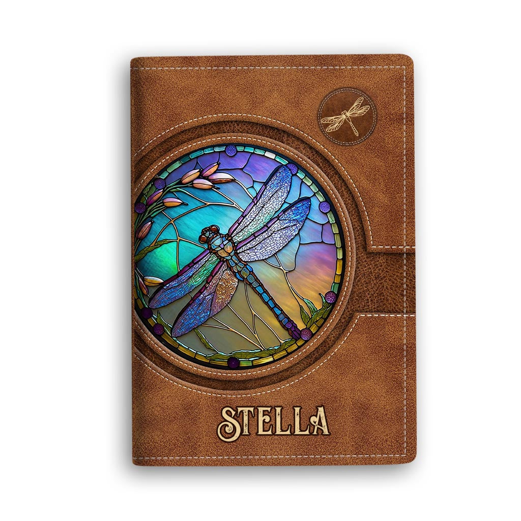 Stained Glass Dragonfly - Personalized Dragonfly Passport Holder